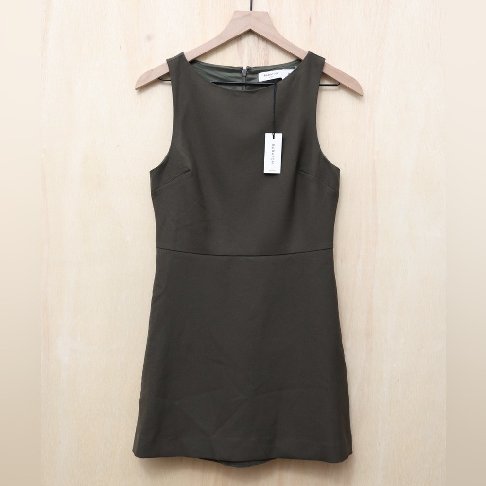 NWT Aritzia Babaton Bond Dress Crepette Dark Olive 2 - Picture 2 of 4